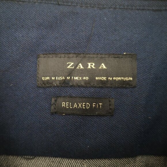 Zara Relaxed Fit Men's Size Medium Button Front Grey Shirt - Picture 3 of 9